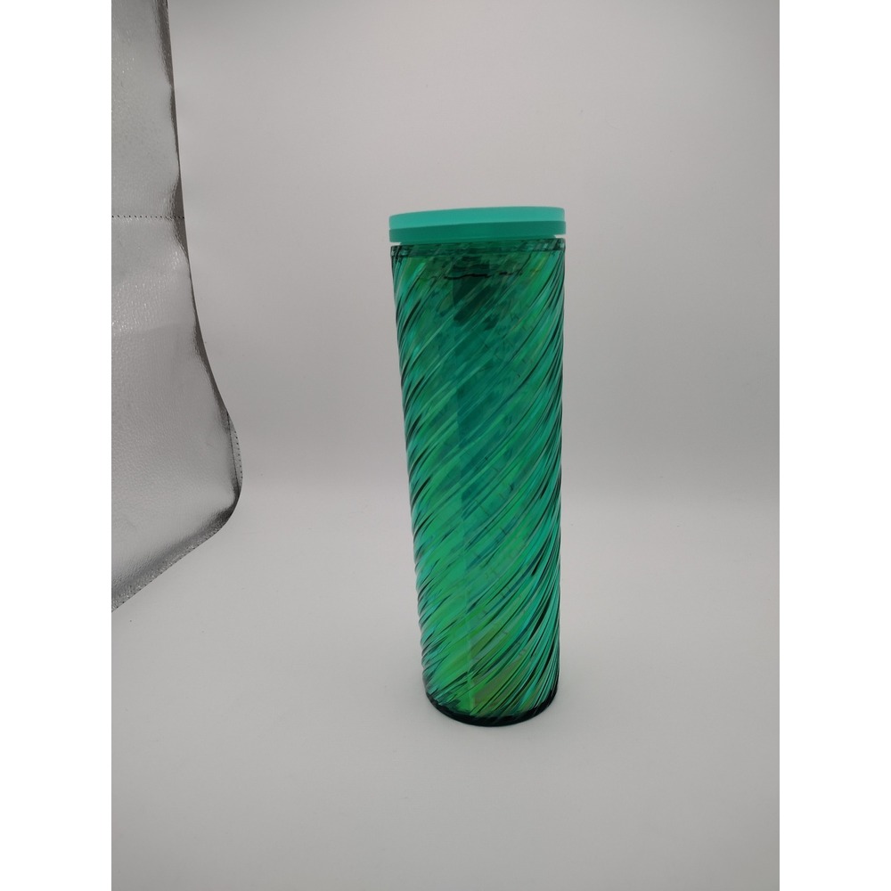 Starbucks 2022 Teal Emerald Green Iridescent Swirl 16oz Cold Cup Tumbler Lid - Picture 2 of 7